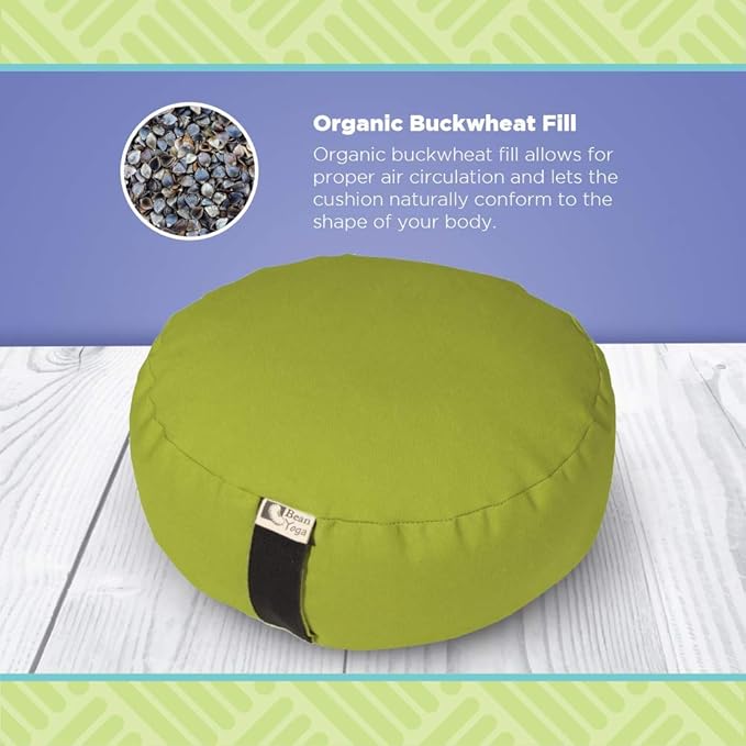 BEAN PRODUCTS Zafu Meditation Pillows for Sitting on Floor, Yoga Cushion, Cotton/Buckwheat fill Yoga Pillow, Zafu Meditation Cushion, Zen Kneeling Prayer Pad- MADE IN USA - 14" ROUND - BURGUNDY