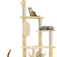55 Inch Large Cat Tree Tower for Indoor Cats with Hammock Green Leaves Sisal Scratching Post, Plush Hang Ball Play Furniture for Kittens & Adult Cats, New Beige