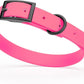 Dogline Biothane Waterproof Dog Collar Strong Coated Nylon Webbing with Black Hardware Odor- Proof for Easy Care Easy to Clean High Performance Fits Small Medium or Large Dogs, Passionfruit Pink