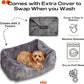 FUZI Luxury Aesthetic Dog Bed with Extra Cover for Small Dogs, Washable Pet Couch, Pet Bed with Sides, Non-Slip Bottom, Soft & Durable Calming Dog Bed, Faux Rabbit Fur, Small 25.1x16.75x9.5 Dark Grey