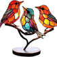 3Birds on a Branch, Metal Desktop Decorations, Home Bird Decorations for Office, Window, Aviary, Garden, Gifts for Bird Lovers, Boxed Set.