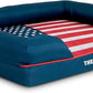 The Dog’s Bed, Medium Blue Oxford with Red Trim USA Flag Dog Bed with Central Flag 30x23.5, Memory Foam, Pain Relief, Post Surgery, Waterproof Washable Cover Cover, Veterinary Approved