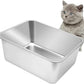 Kichwit Large Stainless Steel Cat Litter Box with High Sides, Metal Litter Pan for Cat, Non Stick Smooth Surface, Easy to Clean (17.5" L x 13.5" W x 7.9" H)