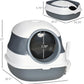 PawHut Cat Litter Box with Lid, Covered Litter Box w/High Sides, Air Freshener, Large Two-Way Entrance Kitty Toilet, Foldable, Easy Clean, White