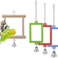 4 PCS Bird Mirror with Bell Parrot Hanging Interactive Playing Toy for Cockatiel Parakeets Canaries Budgie Cage Accessories