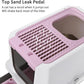 RIZZARI Stainless Steel Cat Litter Box, Odorless Enclosed Litter Box with Top Holes, Large Litter Pan for Small to Large Sized Cats (Dark Pink, 24" L*16" W*18" H)
