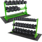 WF Athletic Supply Rubber Coated Hex Dumbbell Set, Multiple Choices Available - Dumbbells with Rack Stand and Mat, or Dumbbells Only (200/550/1200/2100/3000 LB)