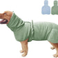 Medium to Large Size Dog Bathrobe, Quick Drying Super Absorbent Used for After Bathing, Warm Dog Towels, Adjustable Hoodies and Belts for Pet Dogs Bath Clothes Products(Green Jacquard, 2XL)