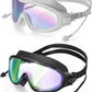 Adult Swimming Goggles,Leak-Proof,Anti-Fog Pool Glasses,Wide View Swim Goggles with Ear Plugs and Nose Clip