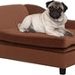 PawHut Luxury Fancy Dog Couch with Hidden Storage, Small Dog Sofa Bed with 2" Soft Foam, Modern Pet Furniture for Puppies & Little Breeds, Brown