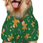 Green Christmas Gingerbread Men Candies Hoodie,Christmas Cosplay Dog Clothes with Pocket and Hat Winter Clothes Sweaters X-Small
