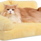 Hollypet Fluffy Plush Dog Cat Pet Couch Soft Calming Sofa Bed for Medium Small Cats and Dogs, Yellow