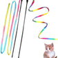 Cat Wand Toys Interactive Kitten Toys for Indoor Cats Colorful Teaser Wand String for Exercise Kitten Stick Kitty Rope Toy Rainbow Ribbon Cat Charmer -2Pcs