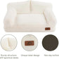 Hollypet Fluffy Plush Pet Cat Couch Soft Calming Pet Sofa Beds for Medium Small Cats and Dogs, White