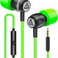 LUDOS Clamor Wired Earbuds in-Ear Headphones, 5 Years Warranty, Earphones with Microphone, Noise Isolating Ear Buds, Memory Foam for iPhone, Samsung, School Students, Kids, Women, Small Ears - Green