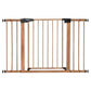 BABELIO 29-48" Metal Baby Gate with Brown Wood Pattern, Auto Close Dog Gate for The House, Stairs and Doorways, Pressure Mounted Pet Gate with Door, Safety Gate for Child and Pets