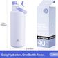 40 oz Insulated Water Bottle with 2-in-1 Straw and Spout Lid, Keep Cold 24H, Leak-Proof, BPA-Free, Double Wall Stainless Steel Water Bottle for Sports, Gym, Travel, and School (Lupine)