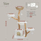 PAWZ Road Cat Tree for Indoor Cats Large Adults, 59 Inches Modern Cat Tower with Large Basket and Hammock, Natural Solid Wood, Luxury Condo & Dual Perches, Modern Cat Furniture for Big Cats, White