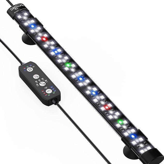 Submersible Aquarium Light for 16 to 27 Inch Fish Tank, 24/7 Cycle Fish Tank Light with Timer, Aquarium Plant Light with Full Spectrum+7 Single Colors, Auto On/Off, Adjustable Brightness