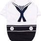 Parisian Pet Sailor Dog Costume - Embroidered Sleeved Dog Shirt - 100% Cotton & Polyester - Blue & White - 3XL