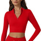 QINSEN Workout Sets for Women 2 Piece Seamless Long Sleeve Crop Tops Ribbed High Waist Leggings