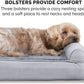 Furhaven Orthopedic Dog Bed for Large Dogs w/ Removable Bolsters & Washable Cover, For Dogs Up to 125 lbs - Plush & Suede Sofa - Gray, Jumbo Plus/XXL