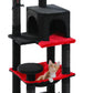 Gothic Cat Tree with Super Large Hammock, 45.7" Black Cat Tower with Coffin Bed, Cat Condo, Sisal Scratching Posts & Top Perch, Multi-Level Goth Cat Tree, Halloween, Black
