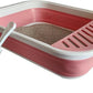 Senior Cat Litter Boxes, Collapsible Open Low Entry Cat Litter Pan with Scoop Travel Kitten Potty Pan Foldable Pet Toilet for Sick Disabled Older Elderly Cats Pink 20.9x15.7x5.7 inch