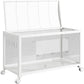 Large Metal Hamster Enclosure Rat Cage with 360 Viewing Acrylic Sides, Ventilated Front Door & Openable Top, Portable Hamster Tank for Guinea Pig, Chinchilla, Gerbil, 37.8''Lx18.5''Wx20''H White