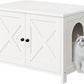 JY QAQA Cat Litter Box Enclosure,Litter Box Furniture Hidden with Barn Door,Wooden Cat Washroom Furniture,Cat House,Fit Most of Litter Box,White