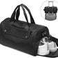 Small Gym Bag, Black Waterproof Duffle Bag for Men Women, Cordura Workout Bag with Trolley Sleeve, Duffle Bag for Travel, Sports, Fitness, Training, Yoga, Hospital