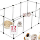 12 Panels Transparent Small Animals Playpen,48" x 24" x 16" Portable Pet Playpen,Plastic Enclosure,Puppy Play Pen for Indoors Outdoor Pet Fence for Guinea Pigs,Bunny,Ferrets,Hamsters,Hedgehogs