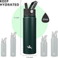22oz Stainless Steel Bottles with 3 Lids Sport Insulated Water Bottle,Army Green