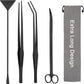 Aquarium Aquascape Tools Kit 15in, 4 in 1 Anti-Rust Aquatic Plant Aquascaping Tool Stainless Steel Tweezer Scissor Spatula for Aquarium Tank Clean Fish Tank Aquascape Accessories Set (black)