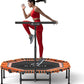 CLORIS 38in/48in Folding Trampoline - Max Load 220lbs / 450lbs Mini Trampoline Rebounder Trampoline for Adults with Adjustable Foam Handle, with safty Padded Cover Best Gift for Kids/Adult