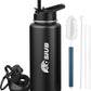 Insulated Water Bottle 32 oz, Triple Wall Vacuum Stainless Steel(Cold for 48 Hrs),Leak Proof & BPA-Free,Simple Modern Water Bottle with Drink-Through Lid & Flip Straw for Sports & Travel, Black