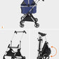 Pet Stroller with 4 Wheels for Small/Medium Pets, 3 in 1 Travel Foldable Detachable Carrier for Dog Cat Cage Jogger Stroller, Rear Wheel Breaks, Storage Basket, Car Seat (Navy Blue)