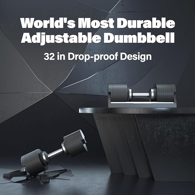 SNODE AD80 Drop Proof 80 lbs Adjustable Dumbbell Set -Adjustable Weights with Cast Iron Plates and Cradle, Knurled Handle, Fast Adjust, Compact Home Gym Equipment for Bench & Press