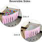 RIOUSSI Guinea Pig Hideout Hideaway Corner Fleece Toys Cage Accessories with Reversible Sides, Heart/Gray+Pink x 1 Curtain
