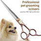 Fenice Peak 7'' Dog Straight Scissors for Grooming 440C Stainless Steel Rose Gold Professional Pet Trimming Scissors Sharp Blades Cutting for Dogs and Cats Shears