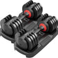 VEICK 25/55 lbs Adjustable Dumbbell with Anti-Slip Turning Handle, Fast Adjust Weight for Men Women, Exercise Equipment with Tray for Home Gym Full Body Workout Fitness