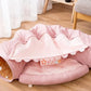 2 in 1 Cat Tunnel Bed Tube with Cushion and Plush Ball Toy Playground Crinkle Collapsible for Large Cats Kittens Kitty Puppy Small Dog Foldable Soft Pet Play Bed Indoor Outdoor- Pink Cat Tunnel Bed
