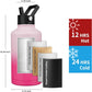 Insulated Water Bottle 64oz,Triple Wall Vacuum Stainless Steel(Dishwasher Safe),Leak Proof & Non-BPA,Flask Jug with Paracord Handle & Straw Spout Lids Sports