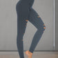 DIBAOLONG Womens High Waist Yoga Pants Cutout Ripped Tummy Control Workout Running Yoga Skinny Leggings