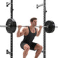 1600LB Wall Mounted Power Rack, Commercial Squat Rack for Home Gym with Multi-Grip Pull Up Bar, j-Cups & Landmine Attachment for Home and Garage Gym