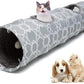 LUCKITTY Geometric Straight Cat Tunnel with Plush Inside,Cats Toys Collapsible Tunnel Tube with Balls, for Rabbits, Kittens, Ferrets,Puppy, Diameter 9.8 Inch
