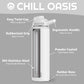 Chill Oasis Water Bottle | Compatible With Popular Flavor Cartridges | BPA Free, Leak Proof, Double-Walled Vacuum Insulated Stainless Steel, and Dishwasher Safe | Cold for 24 Hours (White, 22oz)