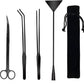 Aquarium Scissor Tweezers Spatula Tool - 4 in 1 Stainless Steel Aquatic Plants Aquascaping Tools Set for Fish Starter Kits & Aquariums Tank(Black)