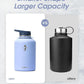 Coolflask 64 oz Water Bottle with Strap, Insulated Half Gallon Large Water Jug with Straw & Spout Lids, Stainless Steel Metal Flask, Keep Cold 48h Hot 24h, Leak Proof & Non-BPA, Dutch Blue
