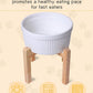 Large Dog Food Bowl, 65 oz Ceramic Bowls for Medium Breed, Pet Food Water Dish Heavy Wighted, Raised Dog Bowl with Wooden Stand, White